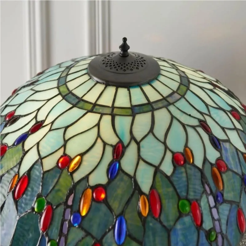 TiffStar Art Glass Floor Lamp with Ornamental Pattern Shade - Standing Light for Living Rooms KL1895