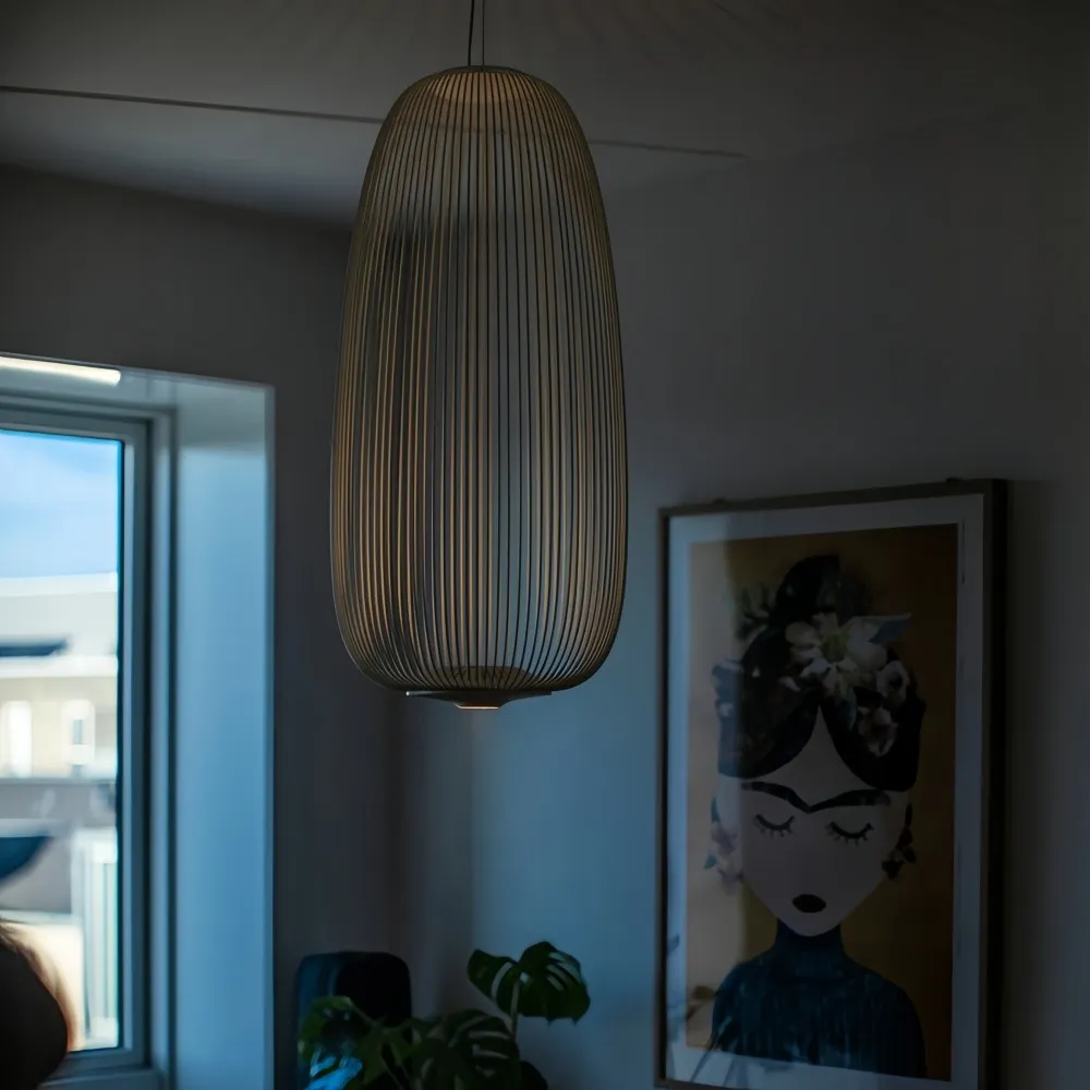 Metal Frame Spokes Pendant Light - Airy Wire Design Lighting for Kitchen Island