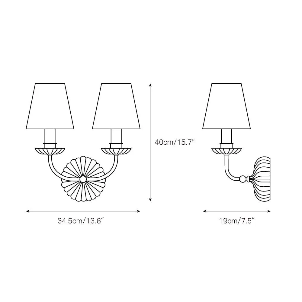 Catina Fabric Shade Wall Sconce – Classic Metal Wall Lighting for Entryway or Lounge KL1148
