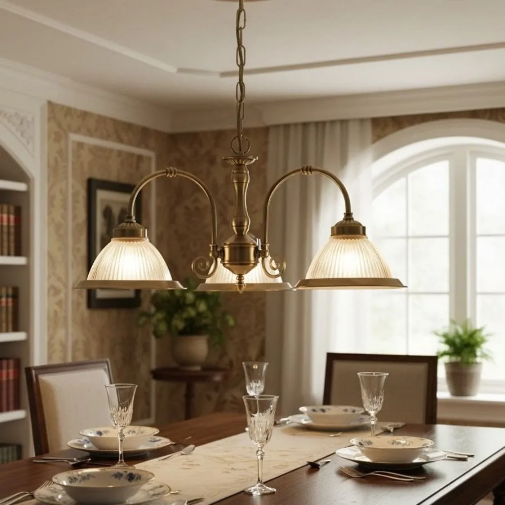 TF Vintora Ribbed Glass Pendant Light - Elegant Metal Trim for Kitchens, Dining Areas and Hallways KL1978