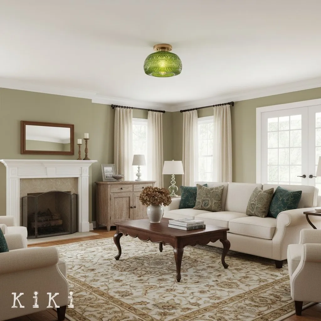 Lurex Engraved Glass Ceiling Light - Classic Floral Semi Flush Mount for Interior KL830