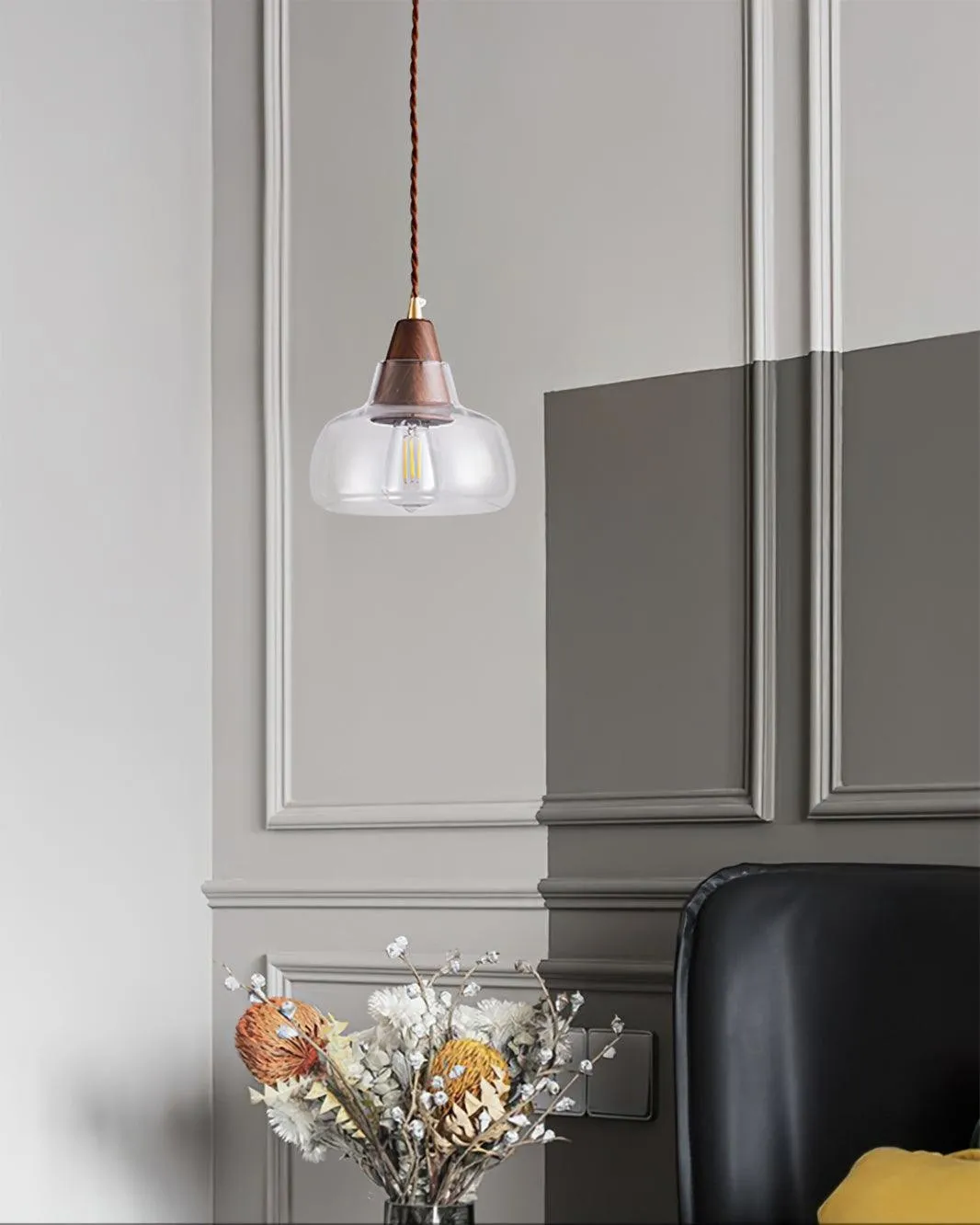 Walnut Glass Pendant Lamp KL751