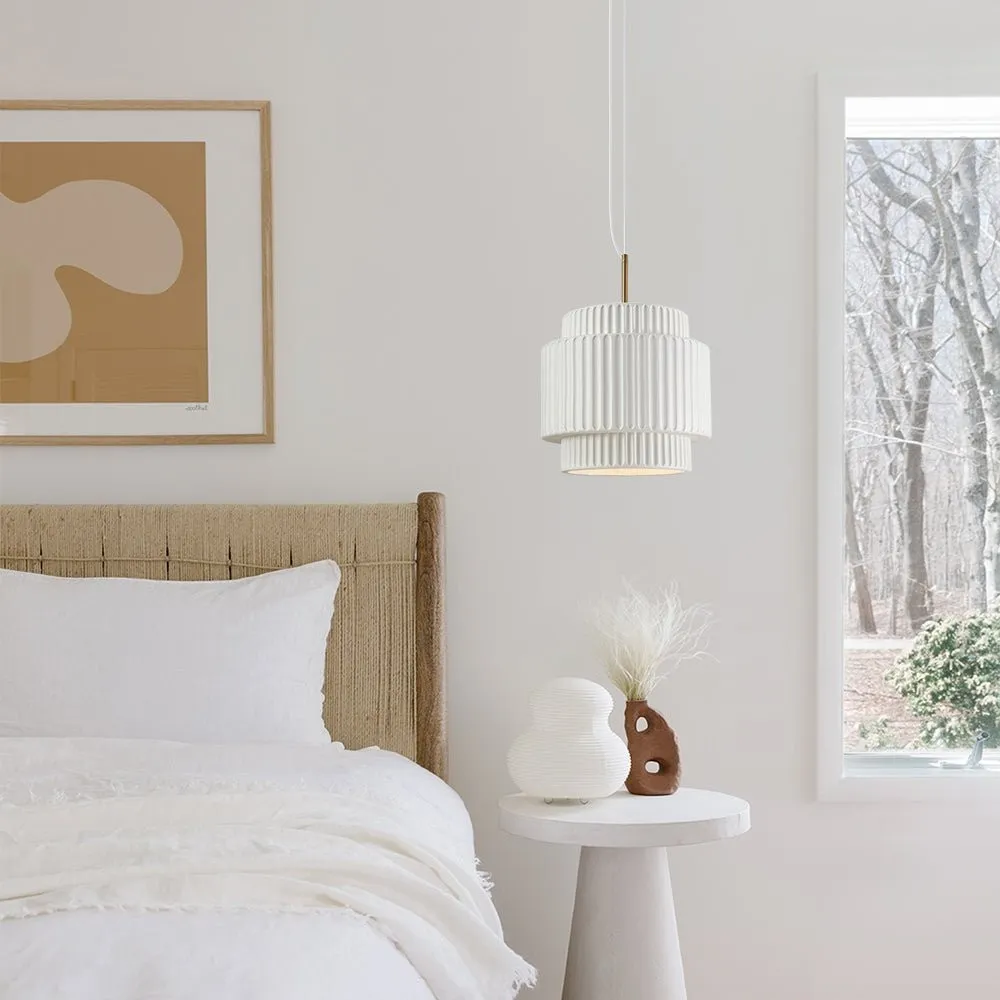 Cream Style Resin Drum Pendant Light KL170