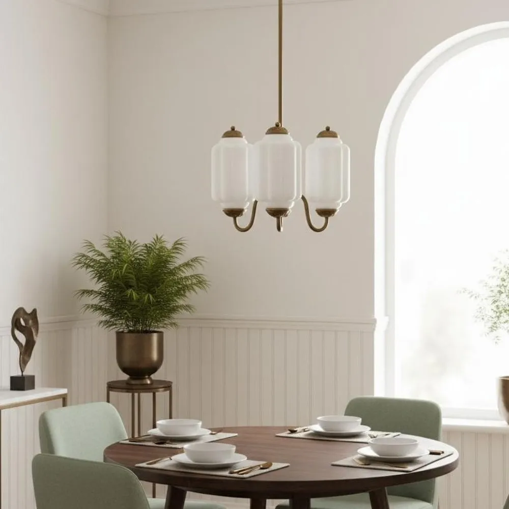 Vintage Eloise Glass 3 Lights Chandelier For Living Room KL928