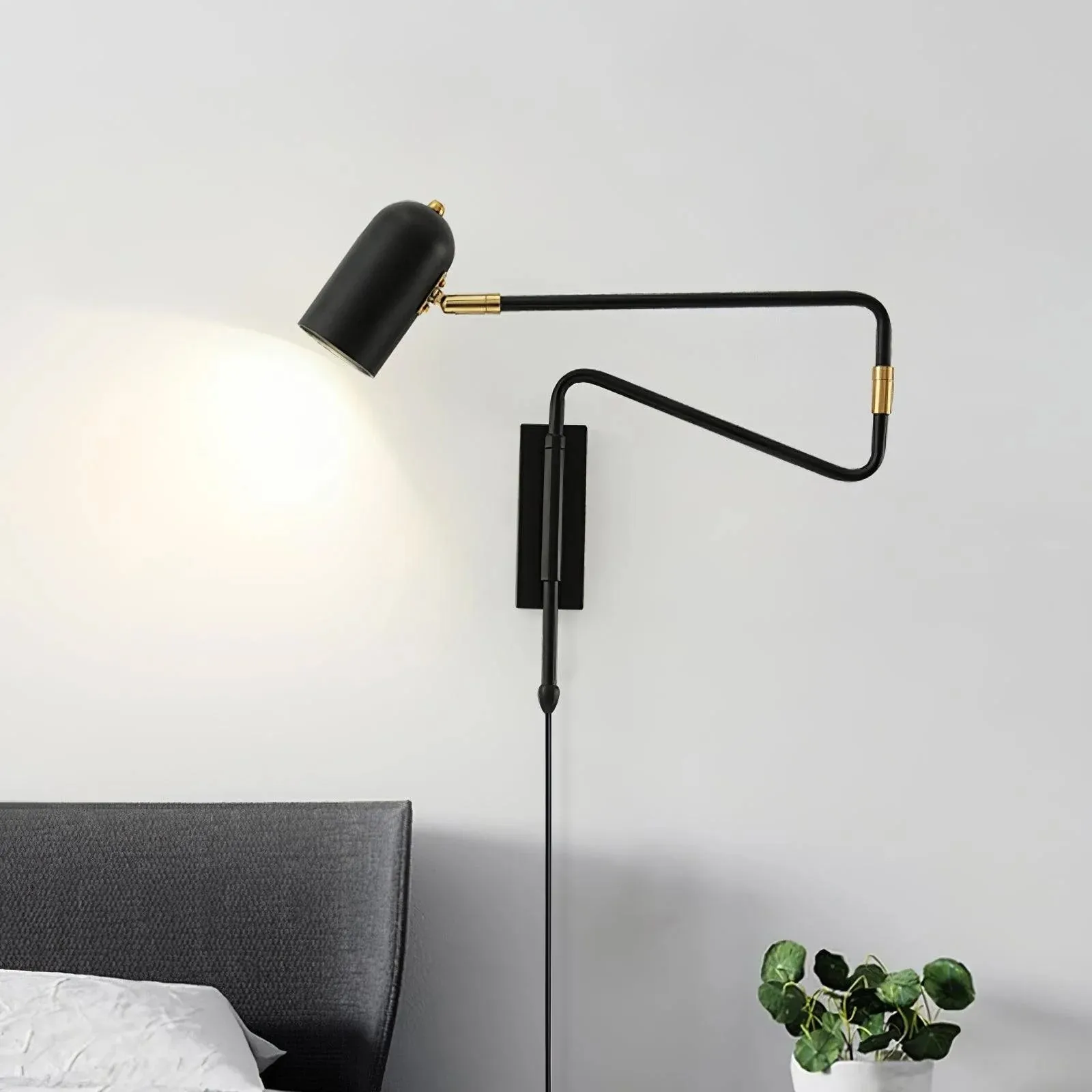 Adjustable Arm Plug In Wall Lamp D371
