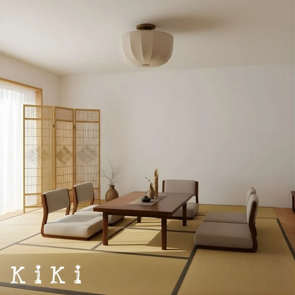 Loomis Textured Linen Flush Mount Ceiling Light - Japandi Style Lighting for Living Room KL2041