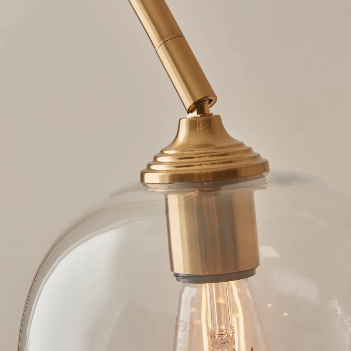 Brazara Adjustable Glass Shade Floor Lamp - Curved Metal Stem for Living Spaces KL1848