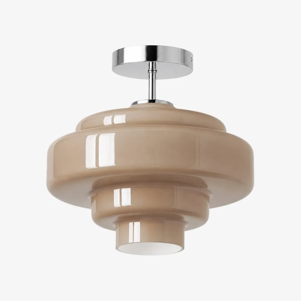Koloro Glass Ceiling Light - Layered Rounded Design Lampshade for Hallway or Cloakroom A59