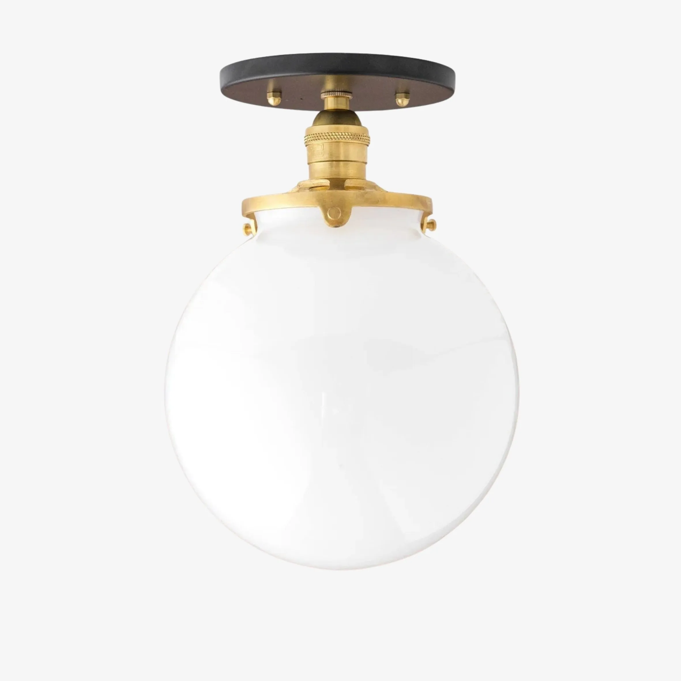 Glorica Glass Mid Century Semi Flush Ceiling Light - White Opal Glass Globe Fixture KL1532