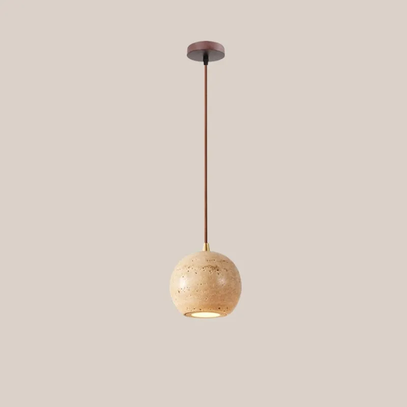 Traditional Japanese Travertine Wood Pendant Lamp KL710