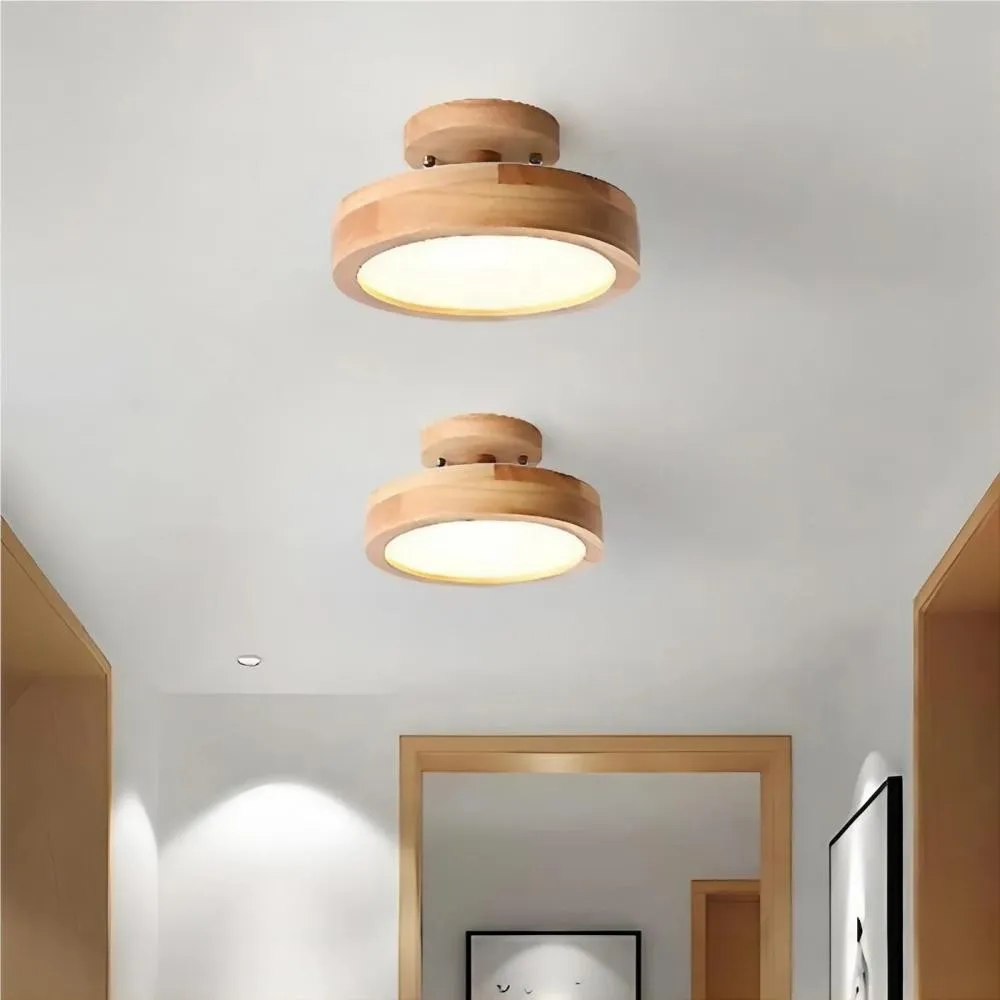 Scandinavian Design Round Wooden Ceiling Light KL37