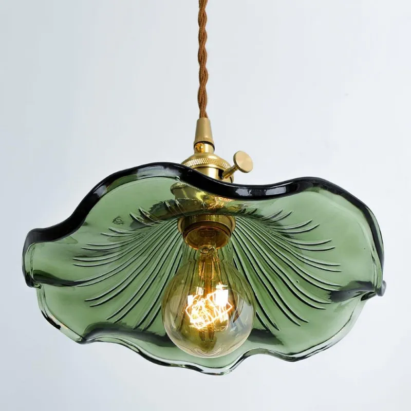 Retro Hibiscus Flower Glass Pendant Light KL113