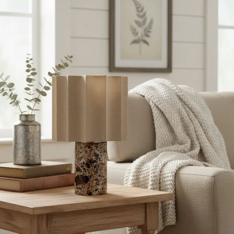 Cavilon Fan Shaped Linen Table Lamp - Modern Lighting for Living Room Decor KL2037