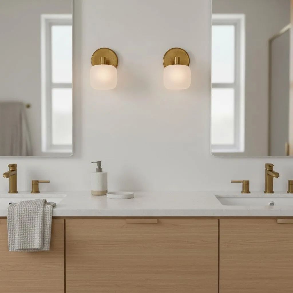 Lirra Frosted Glass Cylinder Wall Lamp - Modern Minimal Bathroom Vanity KL1698