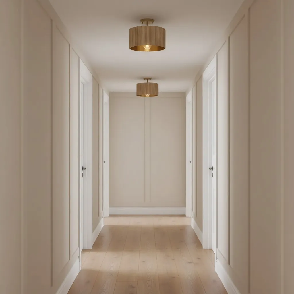 Flutera Fluted Drum Ceiling Light - Farmhouse Textured Flush Mount Lighting for Living and Bedroom KL2226