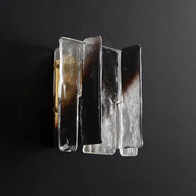 Modern Luxury Rectangle Copper Glass 1-Light Wall Sconce Lamp For Living Room KL1199