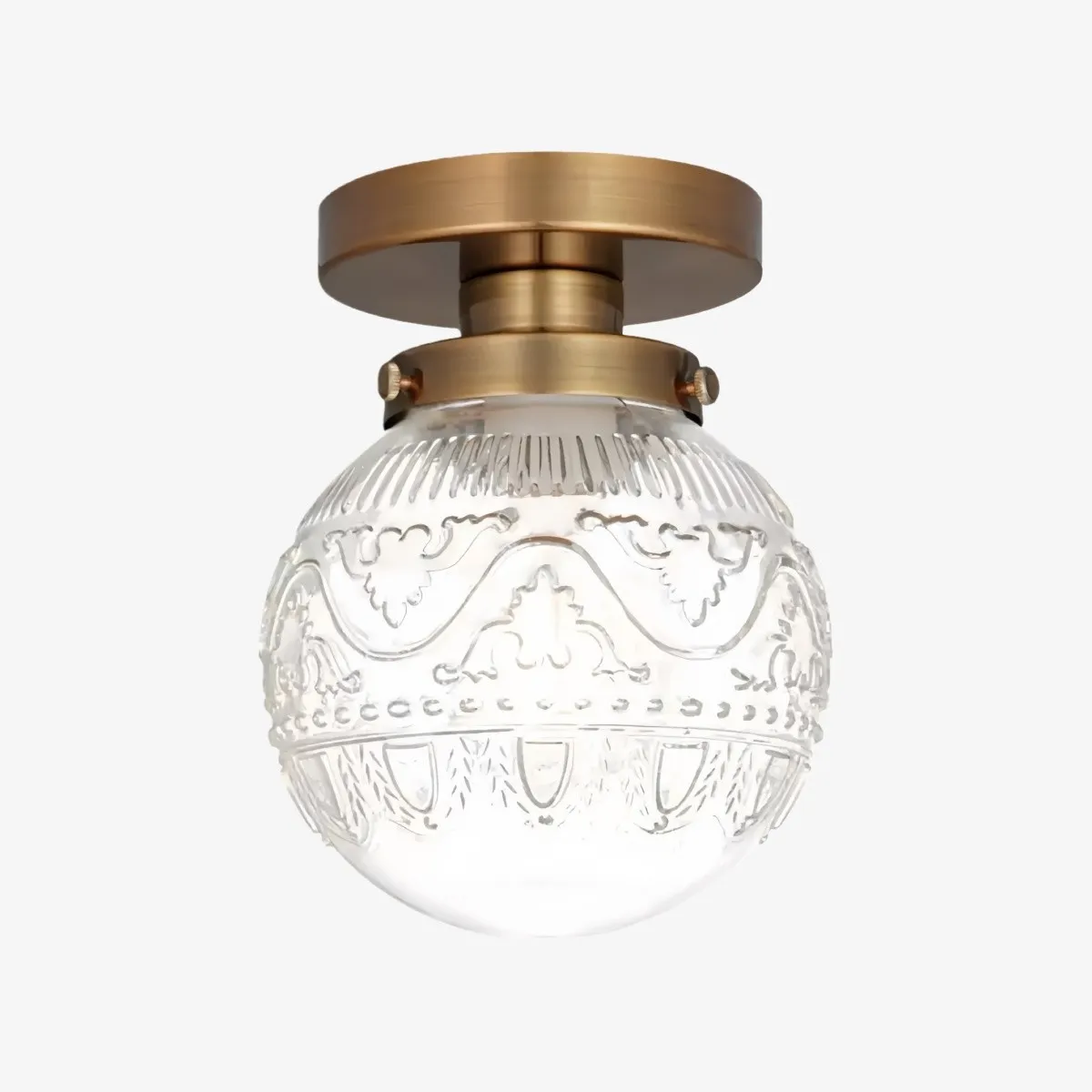 Naveliro Engraved Globe Glass Ceiling Light - Embossed Glass Flush Mount for Living Space KL2214