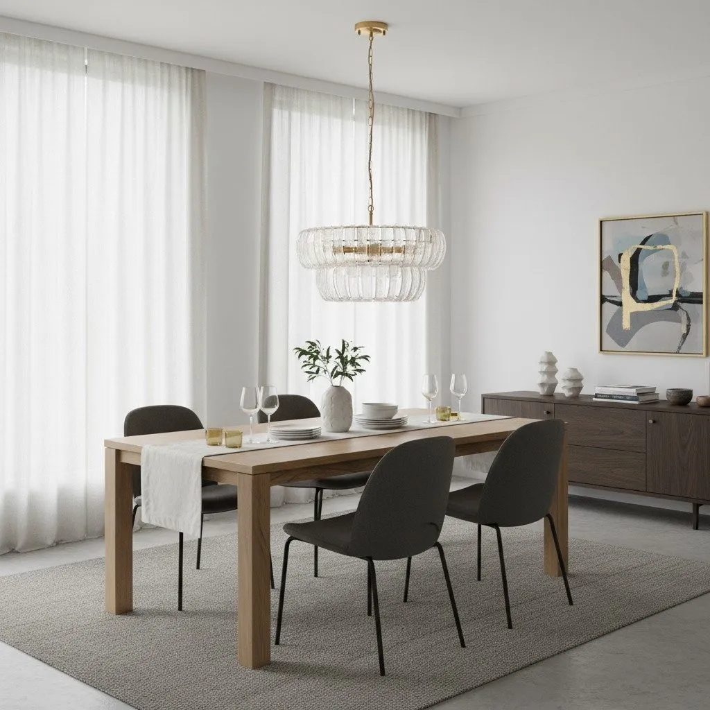 Solara 6-Light Tiered Pendant - Cascading Curved Glass and Metal-Frame for Dining & Entry KL1859
