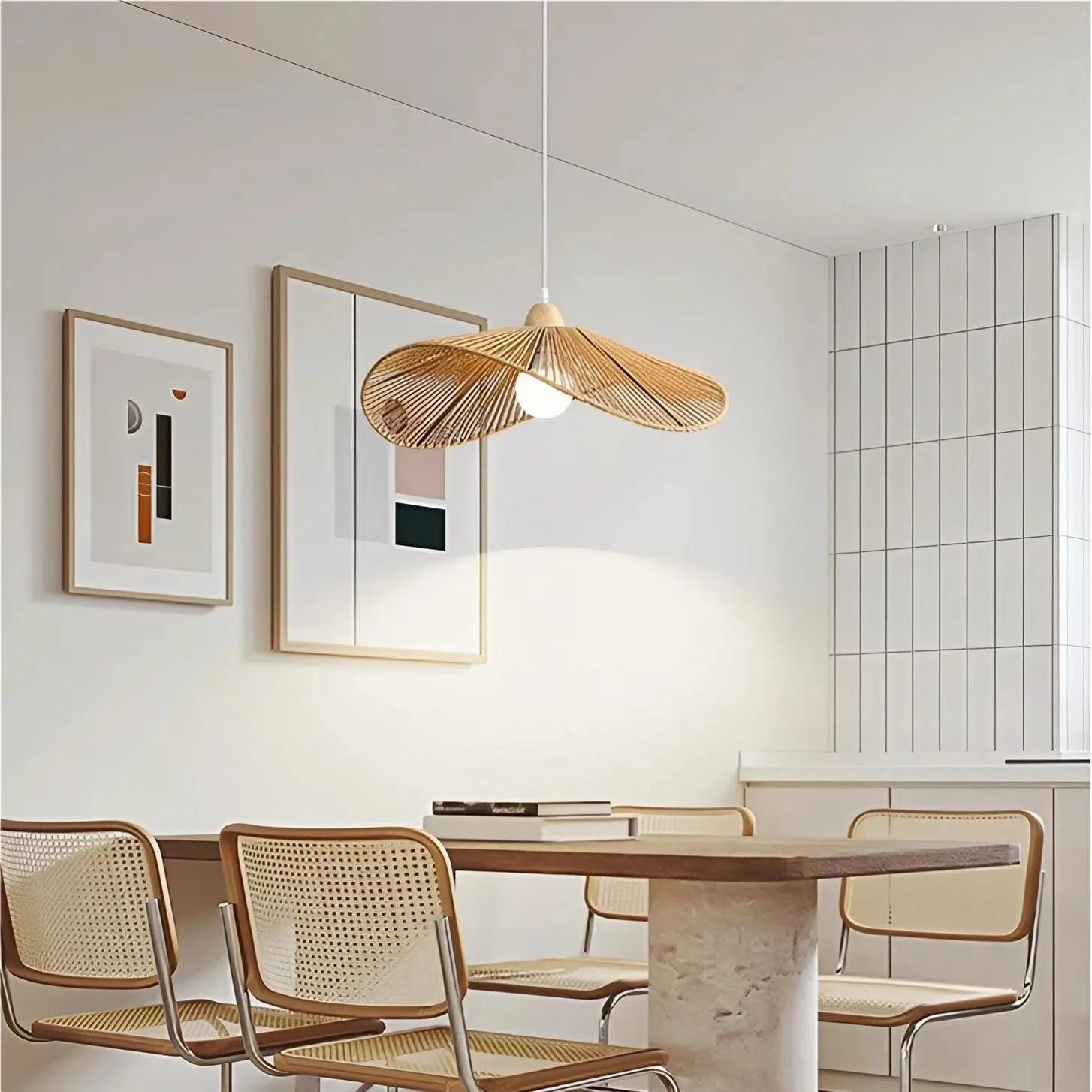 Retro Zen Straw Hat Rattan Pendant Light KL52