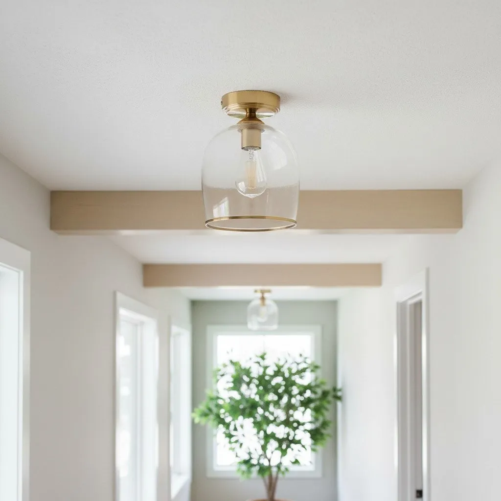 Brazara Dome Ceiling Light - Industrial Ribbed and Clear Glass for Living Room KL1876