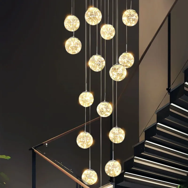 10 Glass Ball Staircase Chandelier
