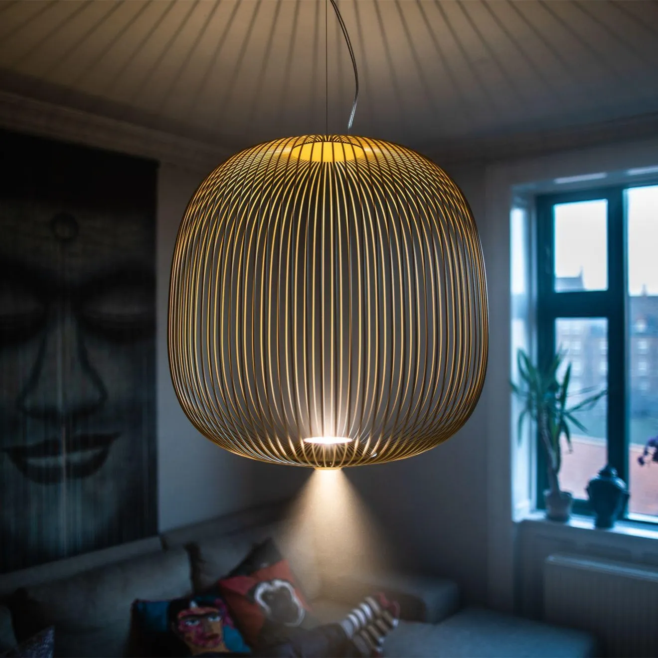 Metal Frame Spokes Pendant Light - Airy Wire Design Lighting for Kitchen Island