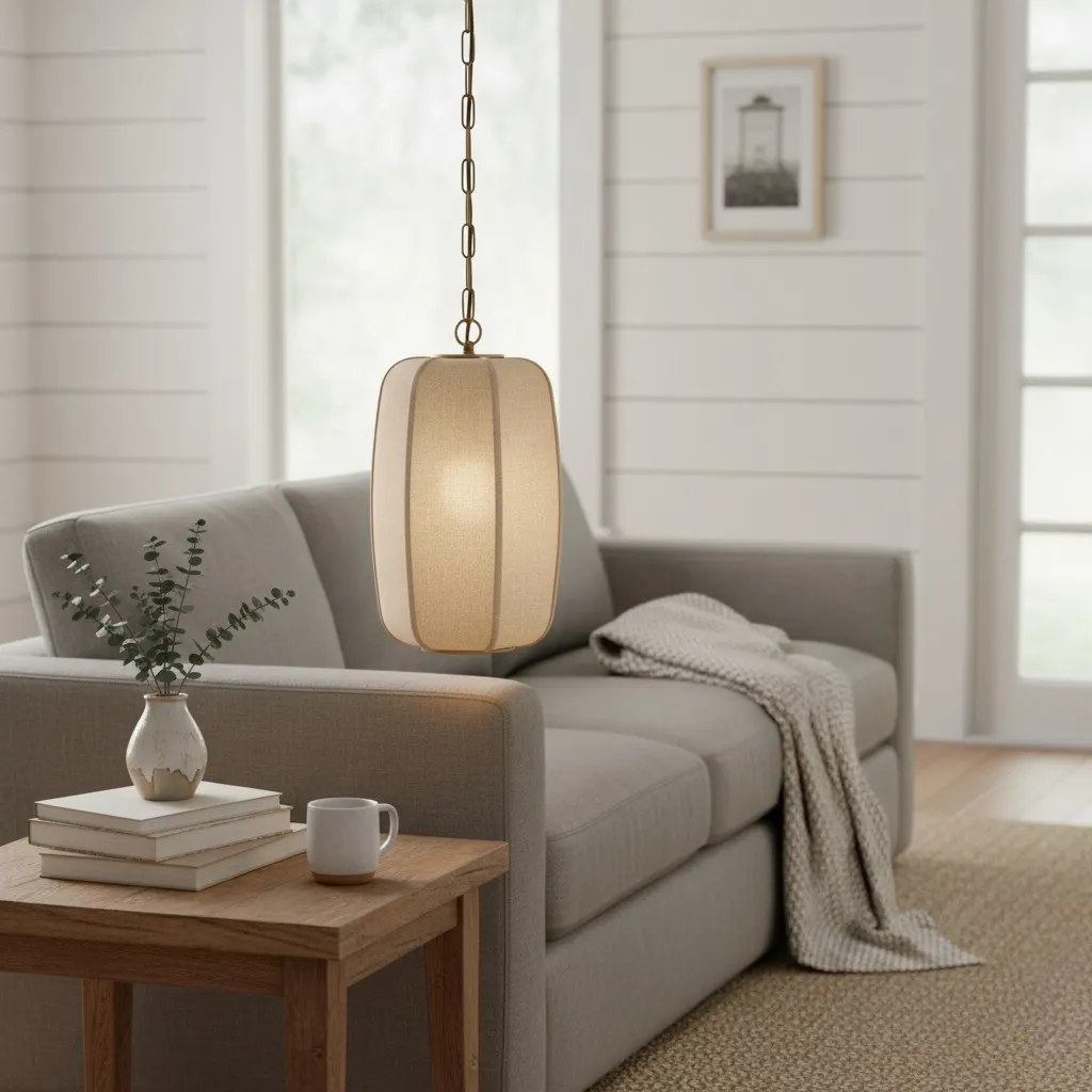 Loomis Adjustable Organic Linen Pendant Light - Sophisticated Style for Entryway and Hall KL2042