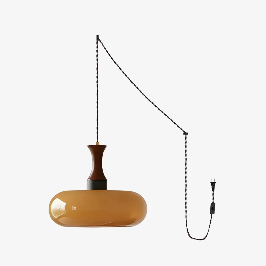 Velora Scandinavian Farmhouse Pendant Light with Glass Shade Modern Plug-In Design KL2315