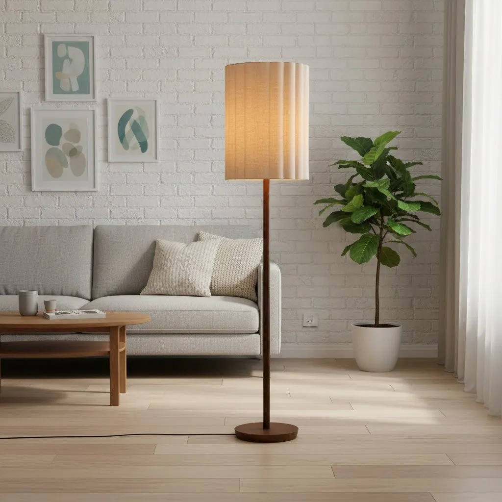 Linbron Fluted Fabric Shade Floor Light - Minimalist Fabric Floor Light for Interior Decor KL1667