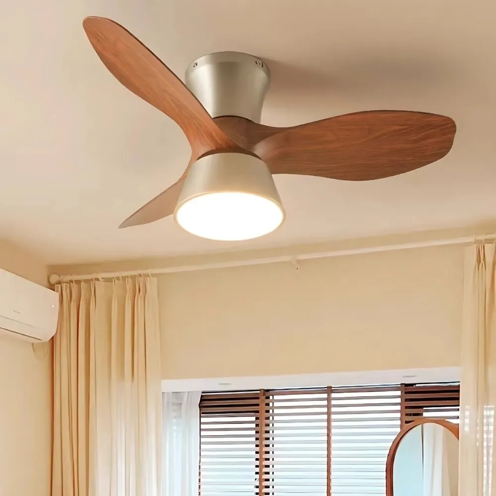 Vintage 3 Blade Silent Ceiling Fan Light For Bedroom KL944