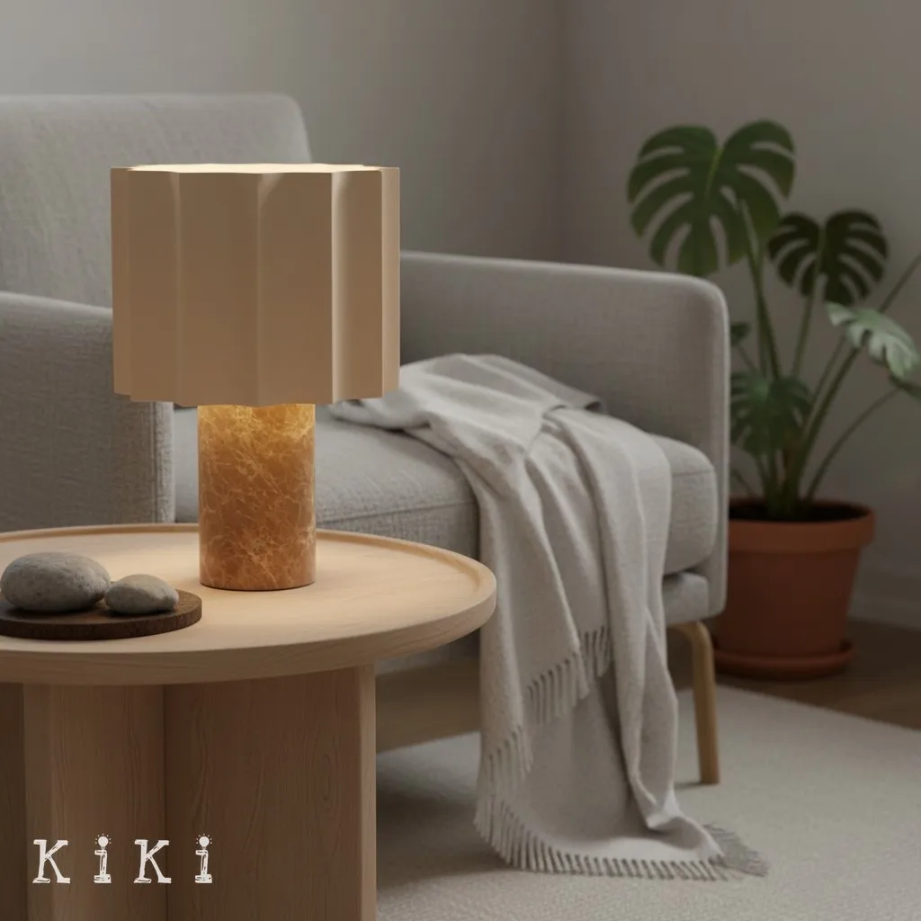 Cavilon Fan Shaped Linen Table Lamp - Modern Lighting for Living Room Decor KL2037