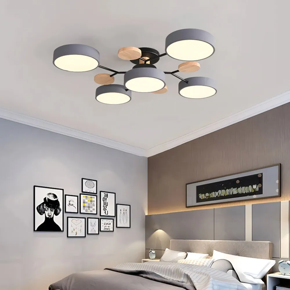 Nordic LED Branched Circle Wooden Ceiling Light KL39