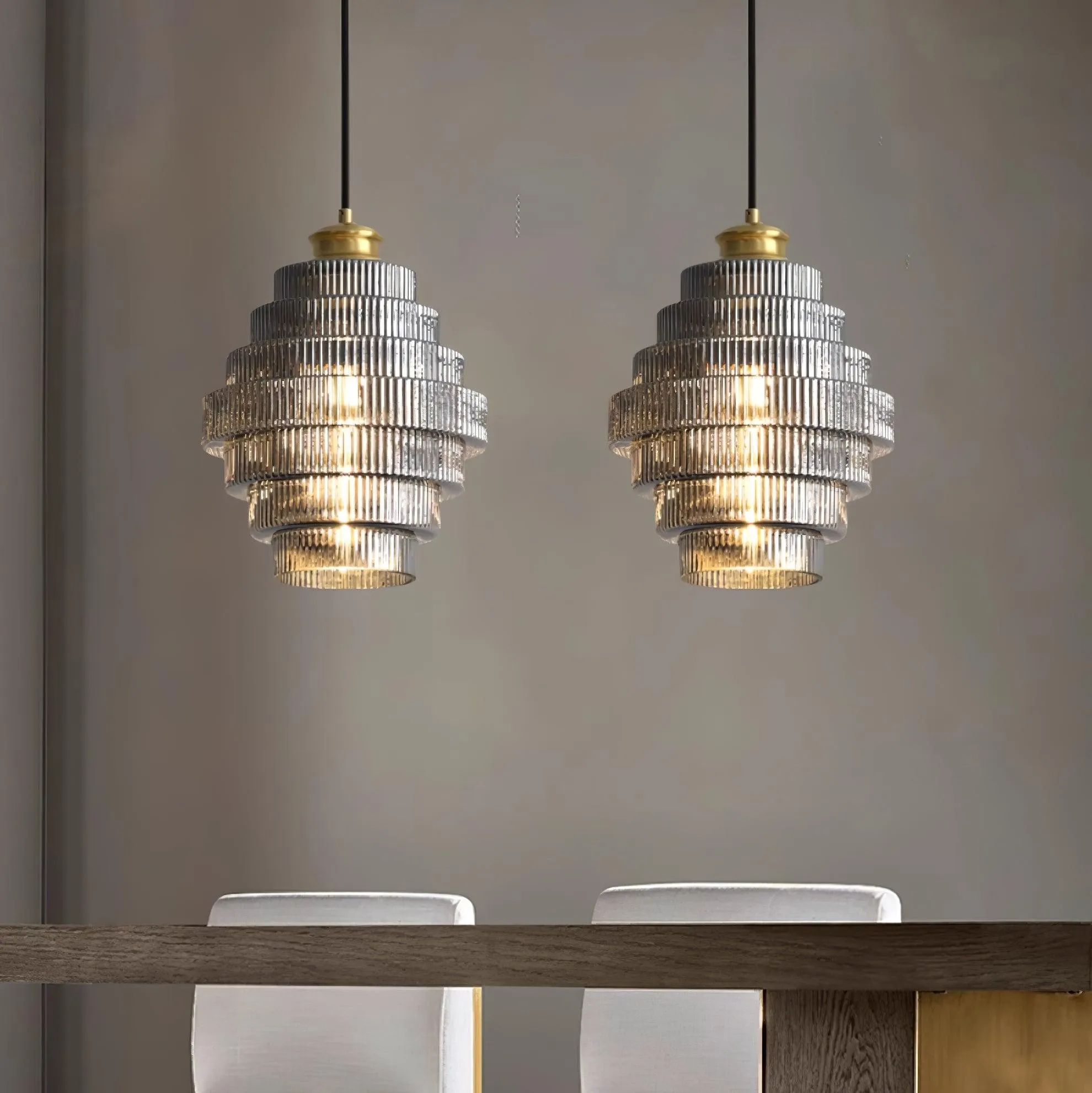 Bottis Layered Glass Pendant Light - Honey Pot Shade Pendant Lamp for Living Room KL467