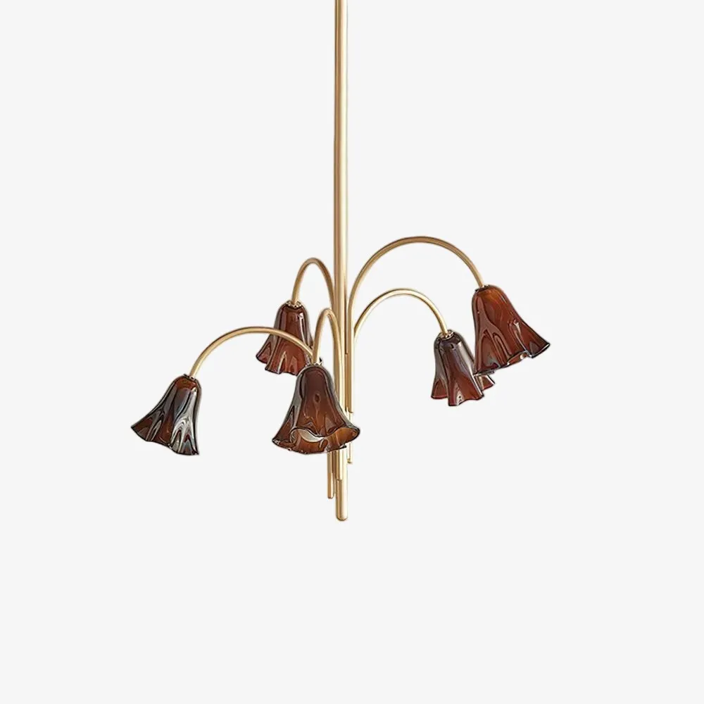 Bellina Modern Romantic Chandelier - Botanical Lily Design with Glass Flowers KL1449
