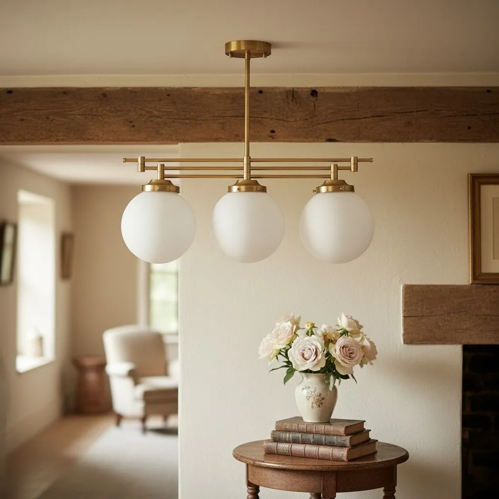 Glorica Glass Frosted Globe Pendant Light - Art Deco Hanging Light for Home KL1493