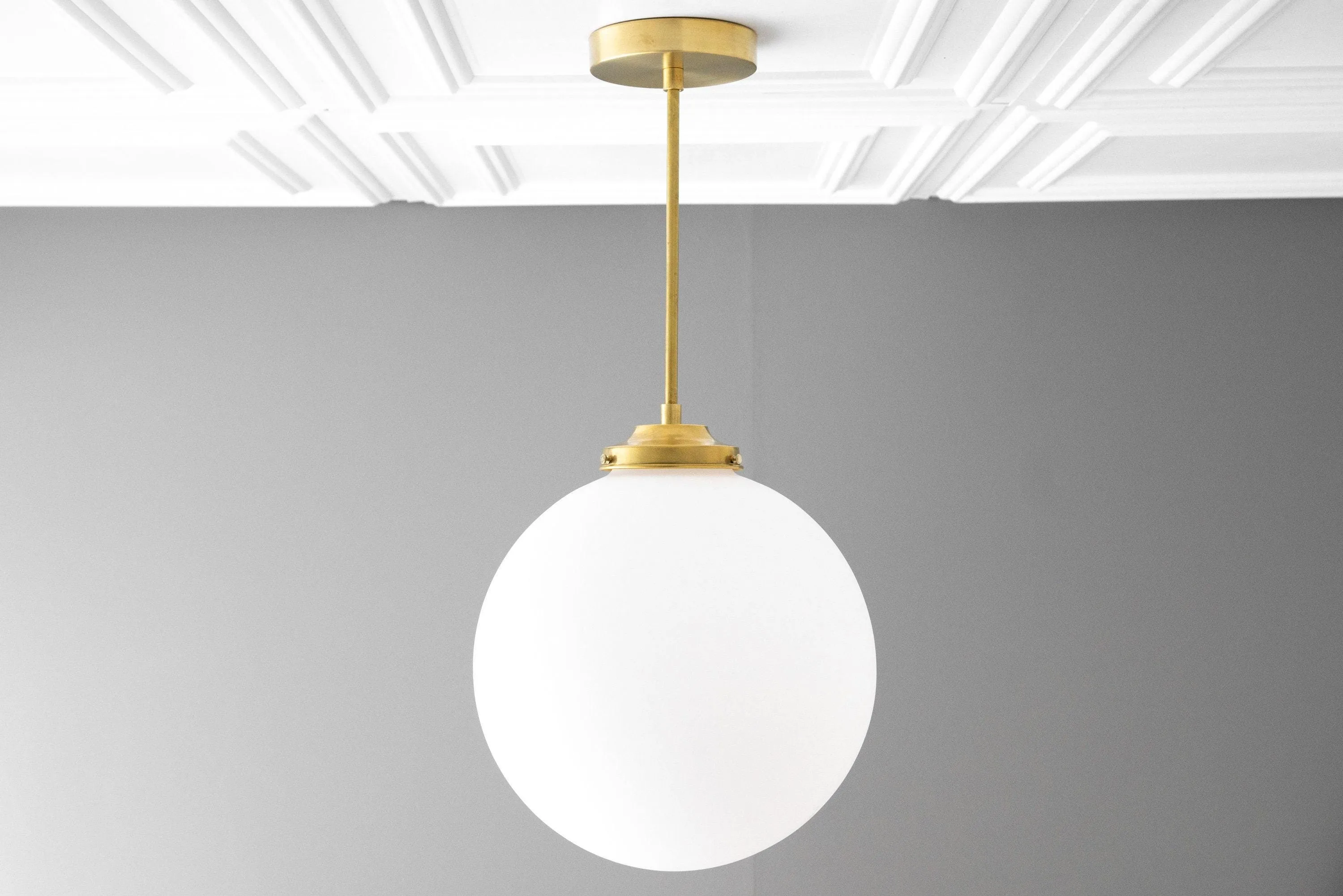 Glorica Glass 12 Inch Globe Ceiling Light - Frosted Glass Art Deco Pendant And Flush Mount KL1486