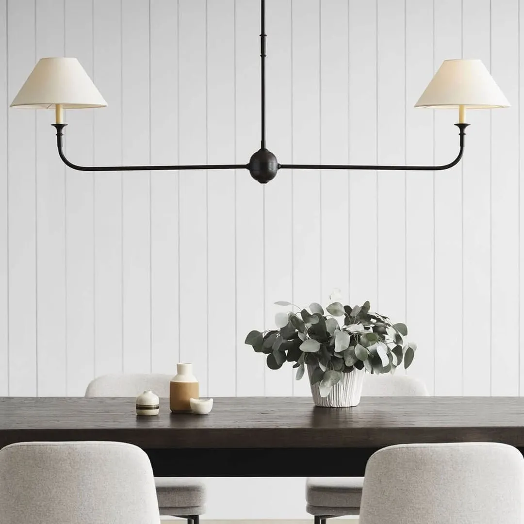 Modern Industrial Metal Chandelier – Luxury Linen Shade Design for Dining or Living Room KL1218