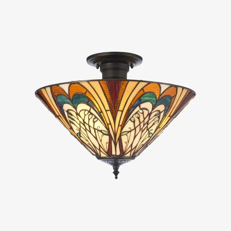 TF Hector Ceiling Light - Handcrafted Stained Glass Design Semi‑Flush or Pendant Fixture for Home KL1974
