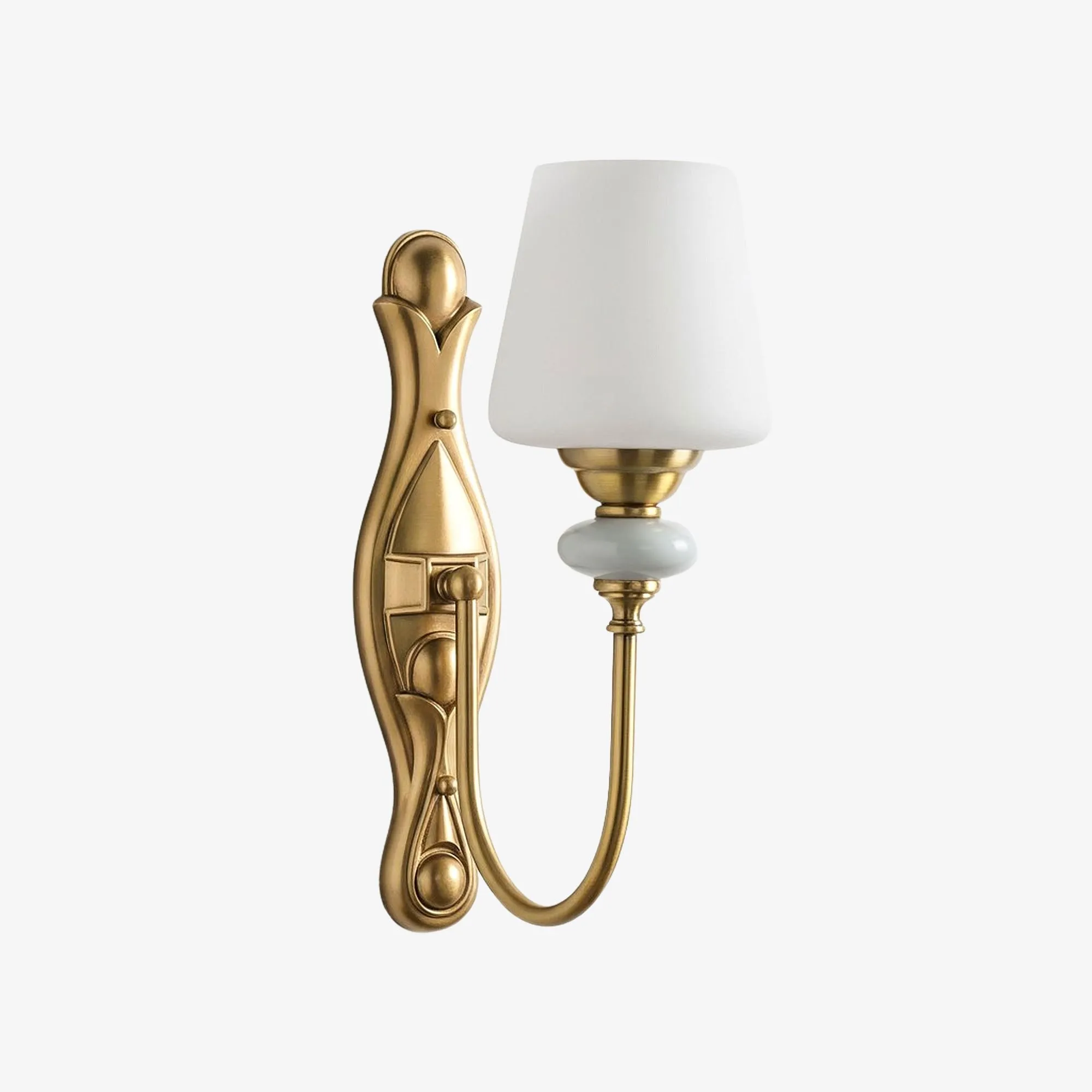 Rowanea Ceramic Wall Sconce with Fabric Shade and Metal Finish - Farmhouse Modern Hallway Light KL2197