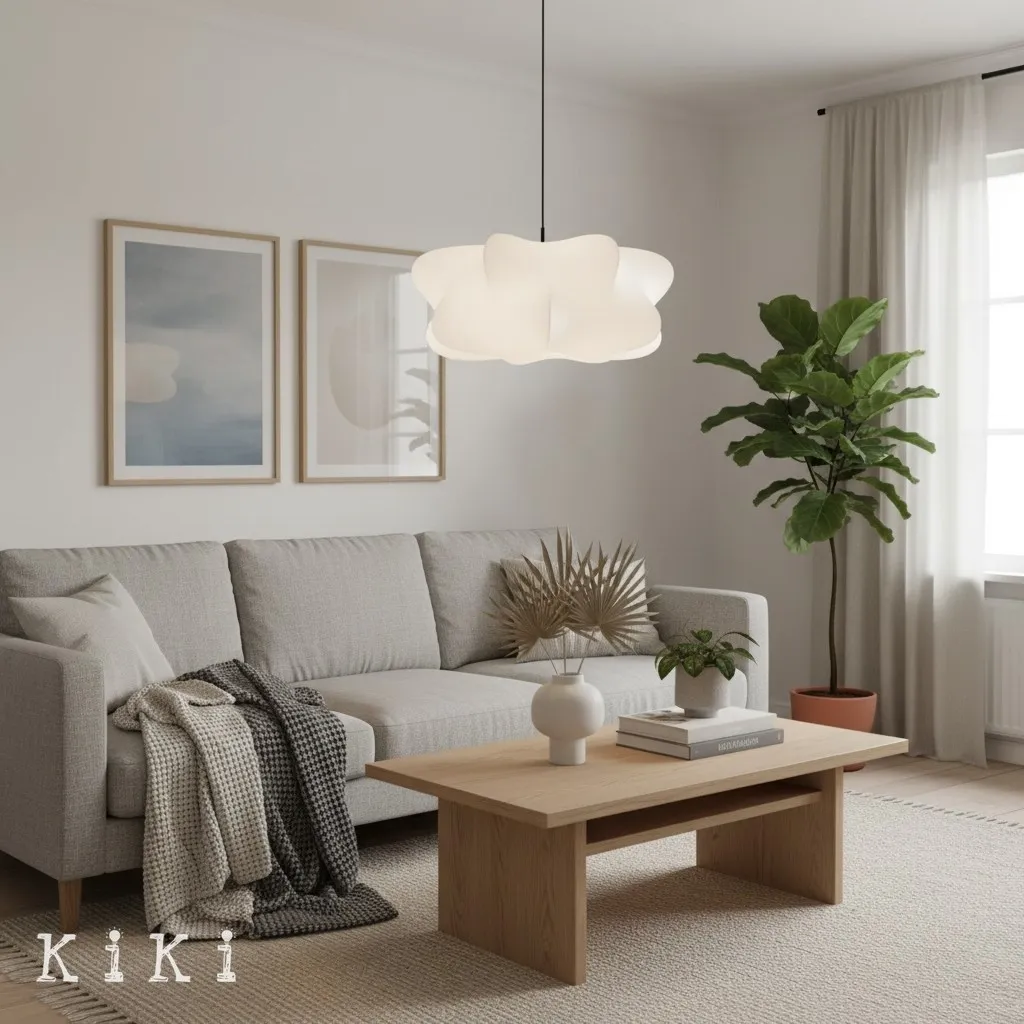 Lunaveo Elegant Silk Pendant Light - Modern Cloud Pendant Light for Living Room KL356