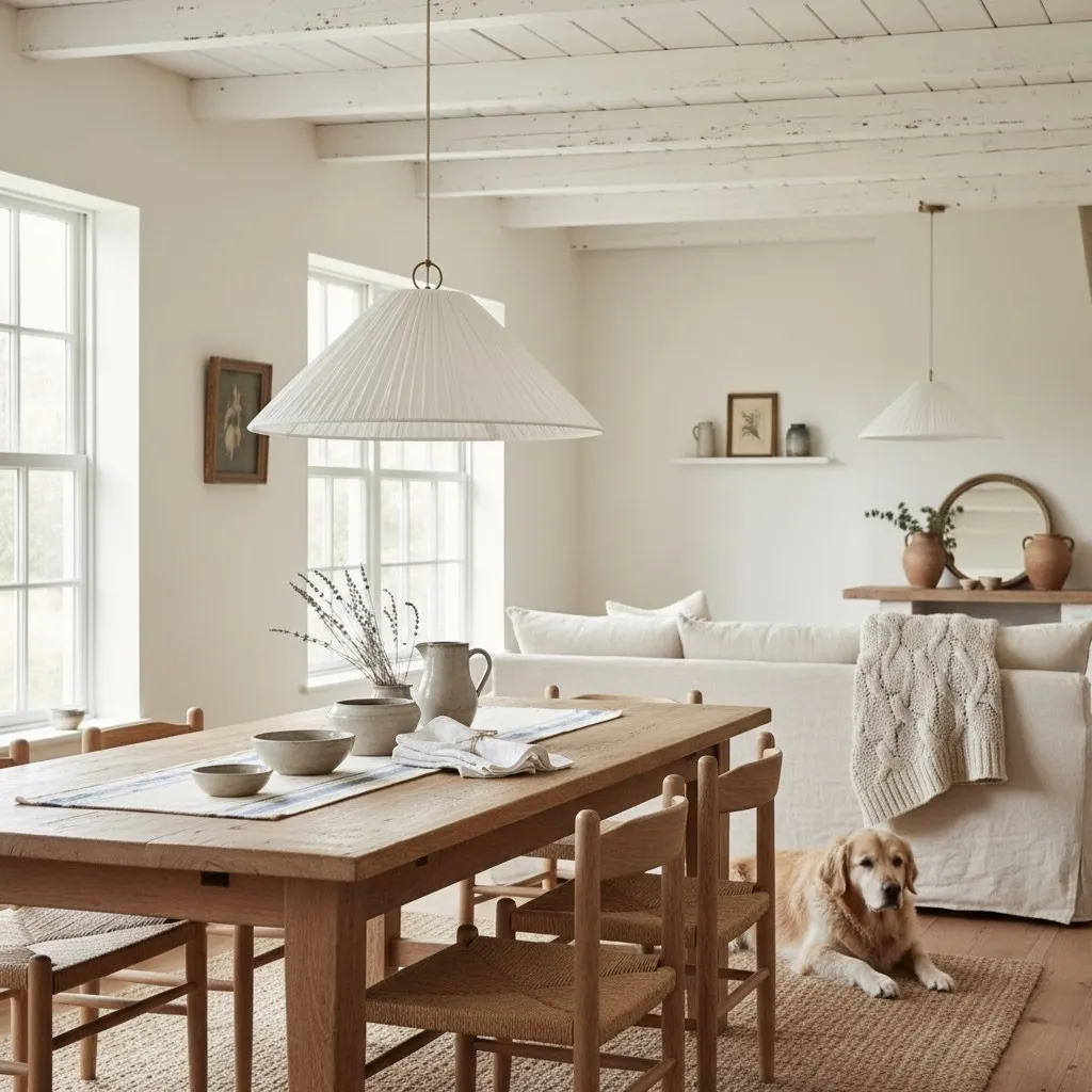 Blossine Oversized Linen Scalloped Pendant Light –Modern Textile Pendant Light for Home Interiors KL1537