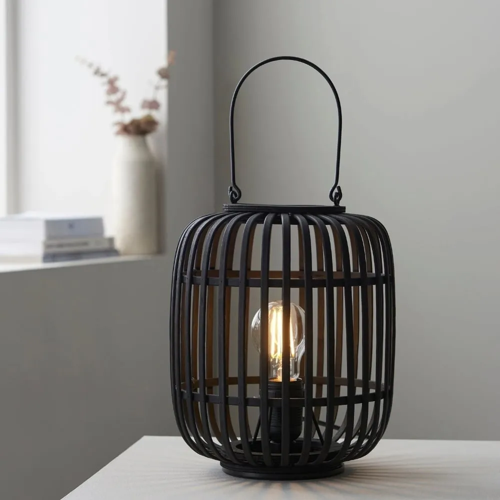 Yumeko Ambient Table Lamp - Open Bamboo Cage Design Stylish and Eco Friendly for Living & Bedroom KL1942
