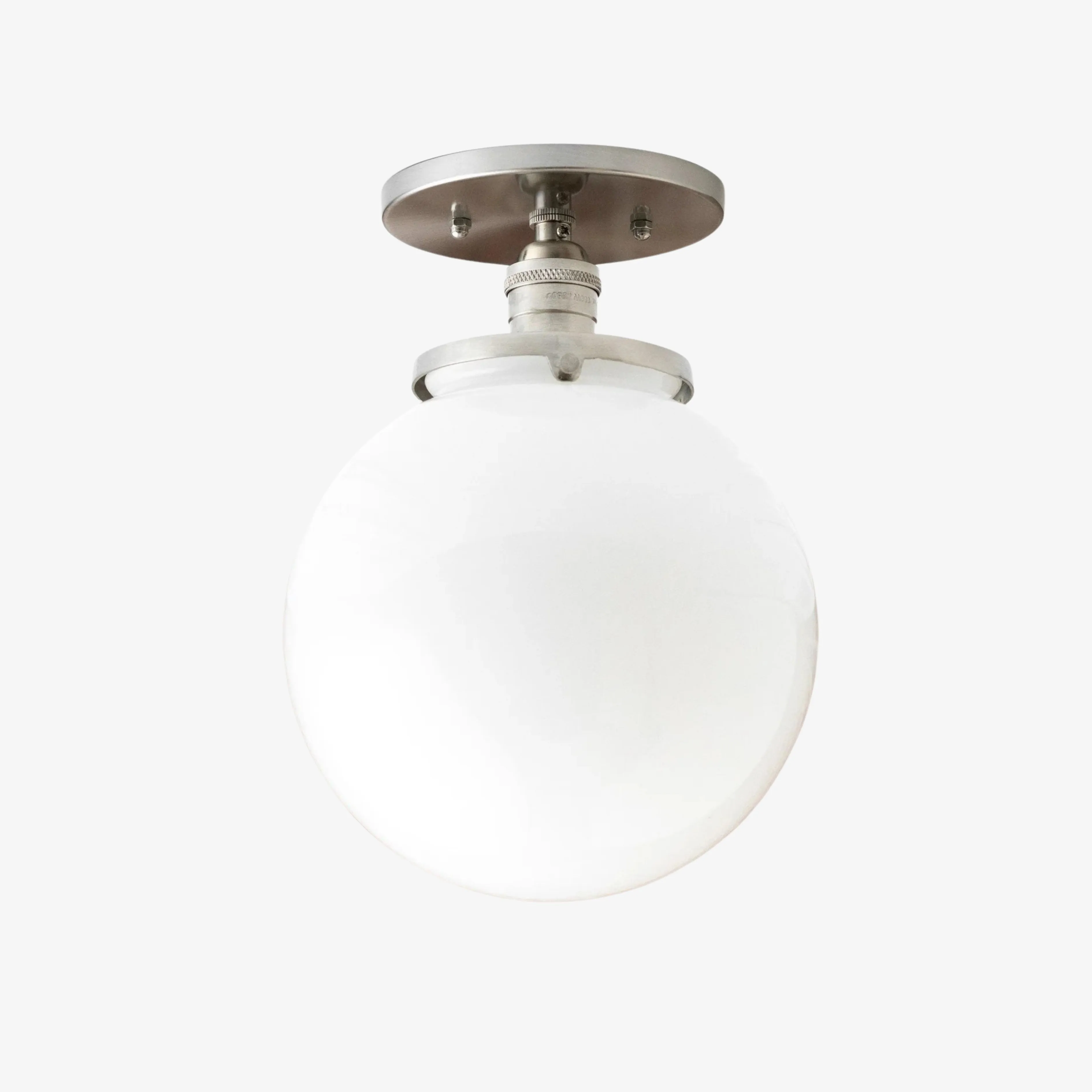 Glorica Glass Mid Century Semi Flush Ceiling Light - White Opal Glass Globe Fixture KL1532