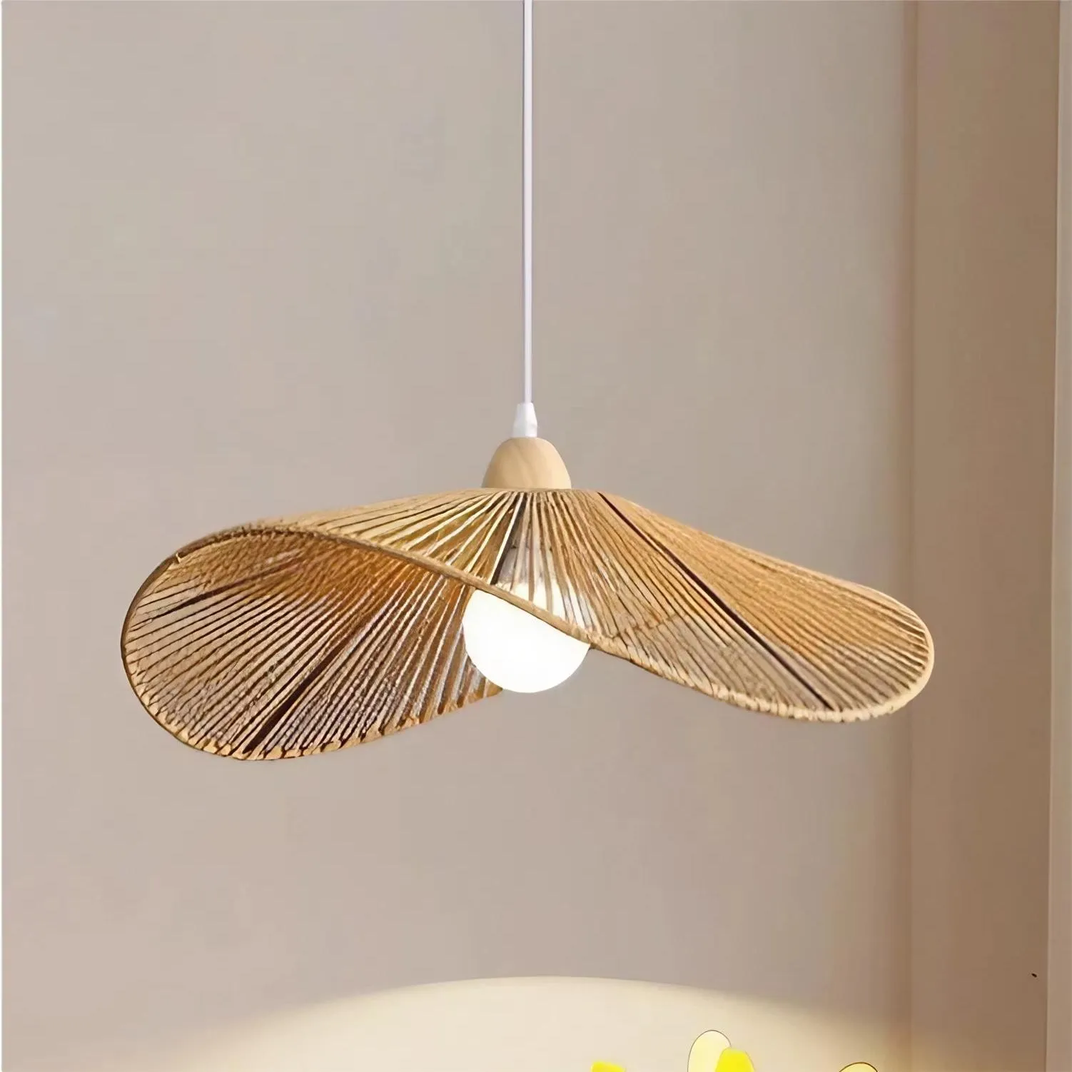 Retro Zen Straw Hat Rattan Pendant Light KL52
