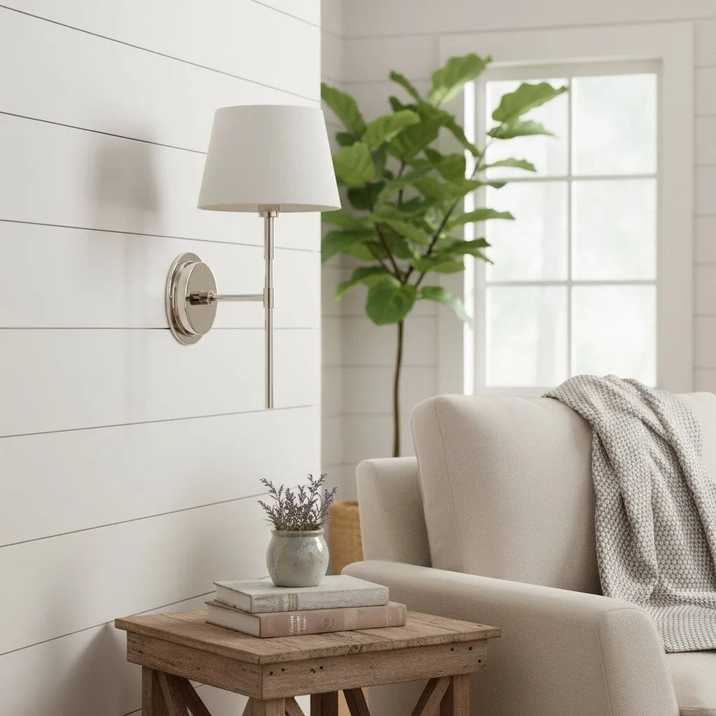 Cremaris Metal Wall Light with Fabric Shade - Timeless Sconce for Interior Lighting KL1973