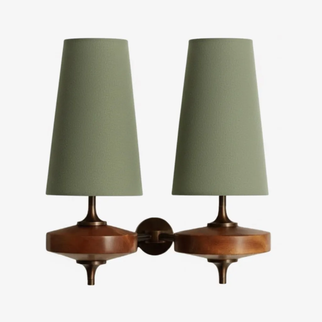 Hour Retro Fabric Shade Wall Sconce – Mid-Century Inspired For Vanity or Bedside KL1176