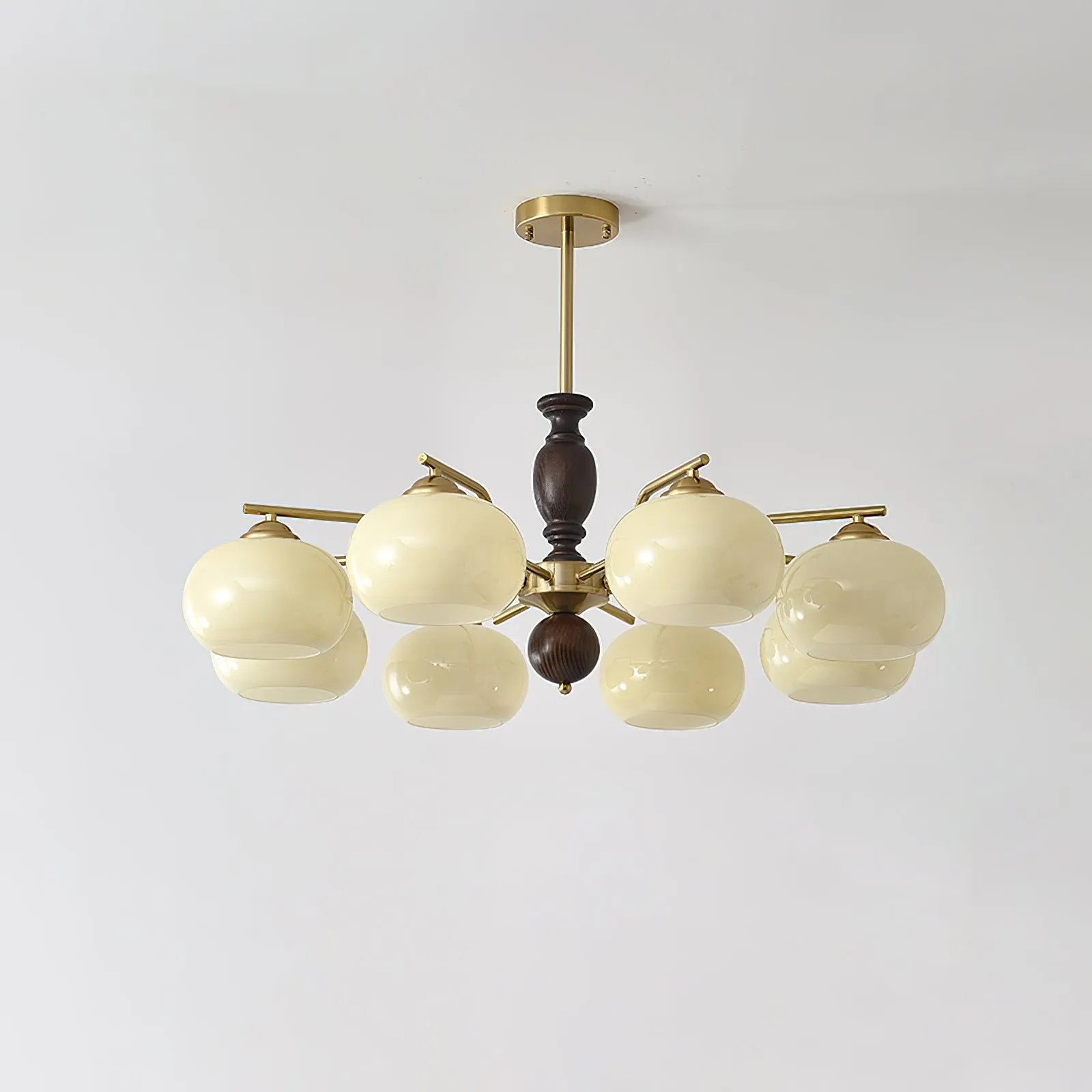 Medieval Style Walnut Beige Orb Chandelier KL750