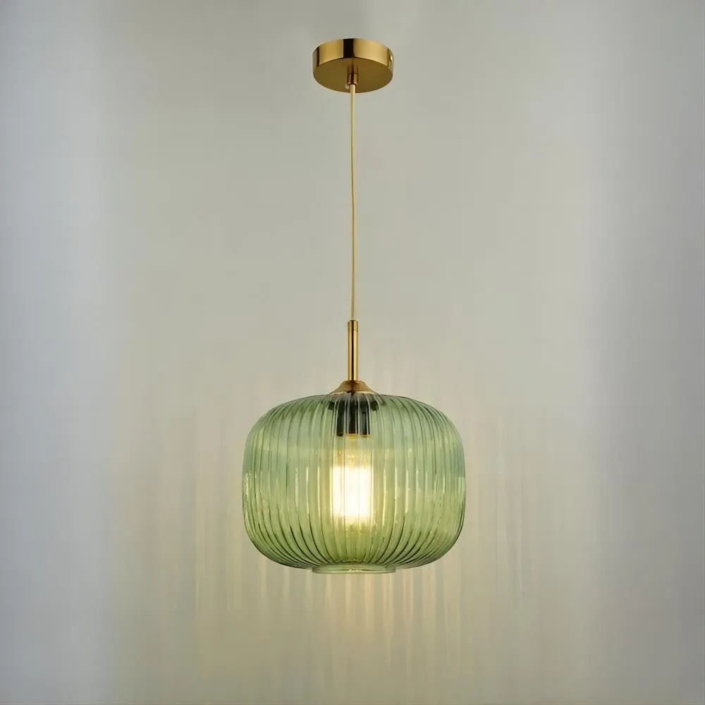 Demarius 1 Light Ribbed Glass Pendant Lamp