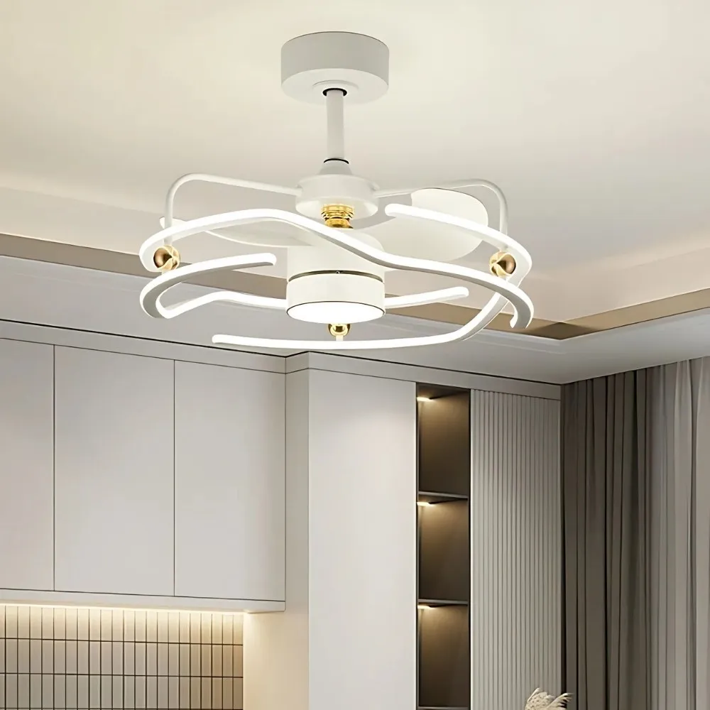 Modern White Kitchen Led Ceiling Fan Light KL936