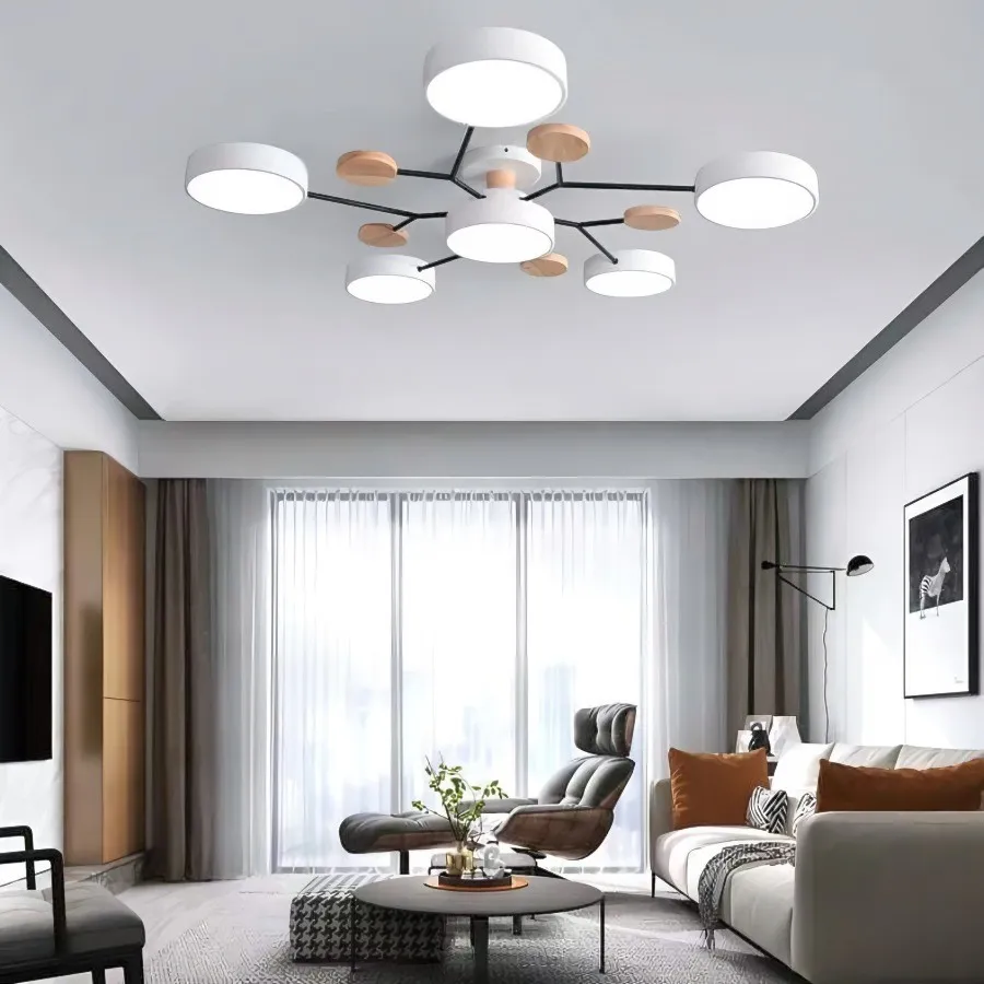 Coloful Branched Round Wooden Ceiling Light KL159